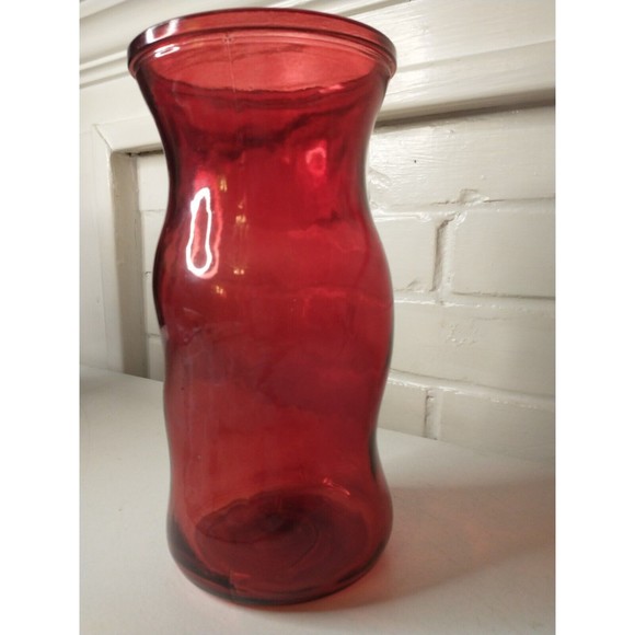 Ruby Red Glass Vase 8.5" Tall - Picture 6 of 10